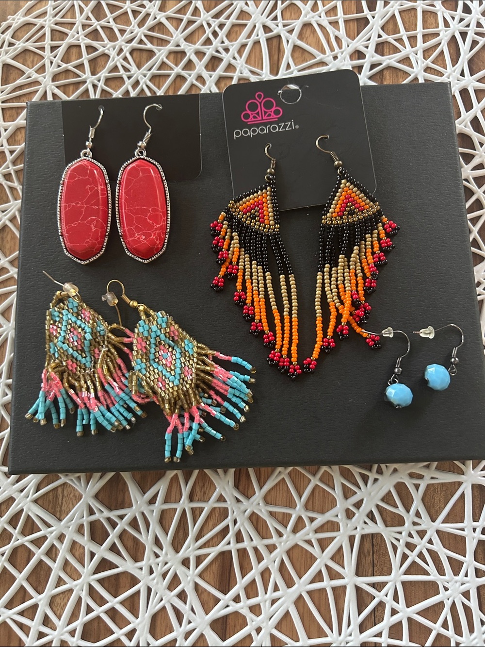 Bundle of 4 pairs of earrings! Handcrafted colorful earrings!